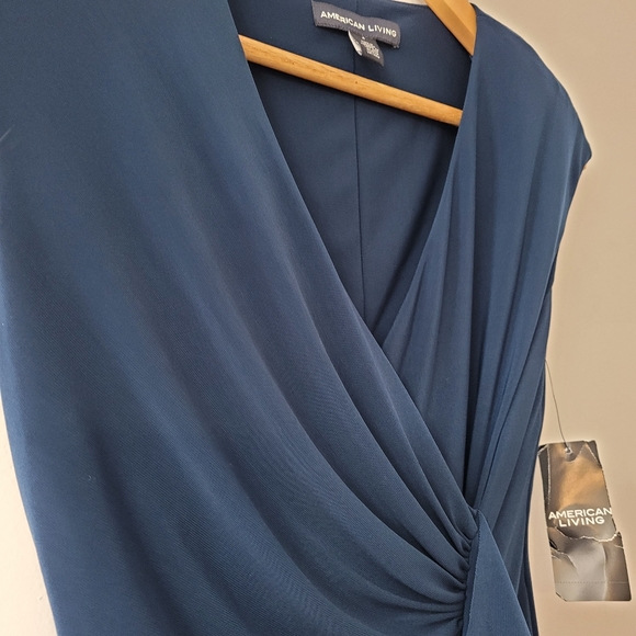 Teal Formal Evening Cocktail Dress Size 4 Faux Wrap Mini Dress - Picture 3 of 9